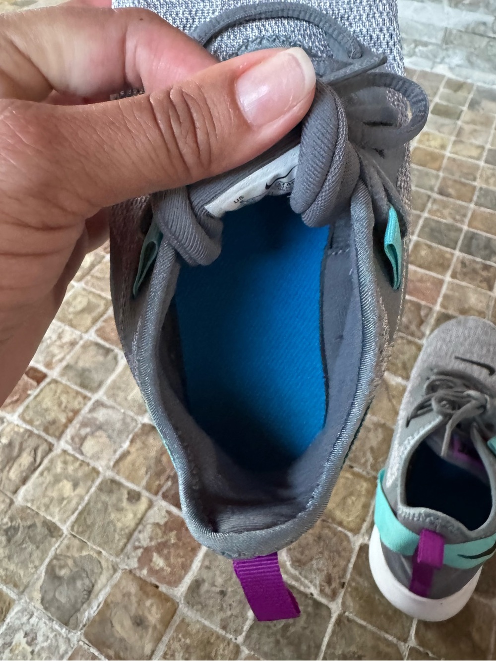 Nike Gray Knit Sneakers with Teal & Purple Accents - Picture 4 of 8